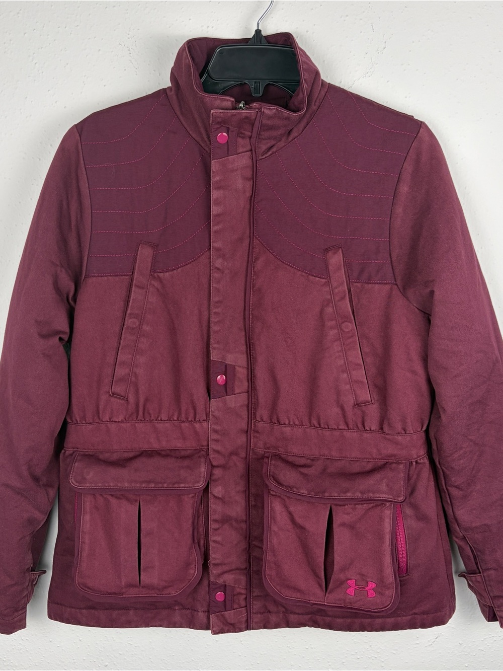 Under Armour UA Storm Primaloft Jacket Womens Small Burgundy Utility Field Coat